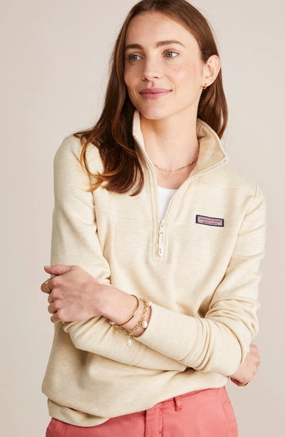 Vineyard Vines Dreamcloth Zip Up Shirt In Oatmeal Heather