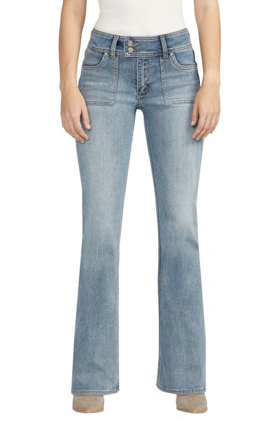 Shop Silver Jeans Co. Be Low Low Rise Flare Jeans In Indigo