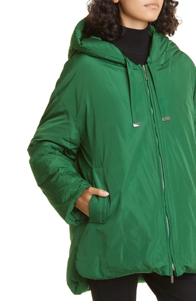 Shop Max Mara Taffy Reversible High-low Down Coat In Green