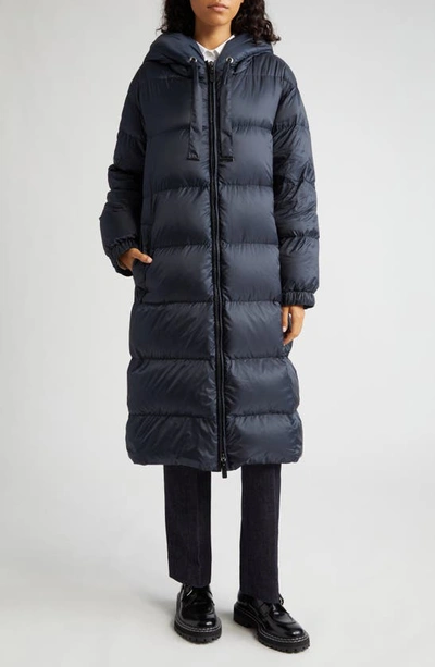 Shop Max Mara Seipa Hooded Down Coat In Midnight Blue