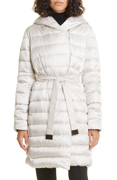 Shop Max Mara Novef Hooded Quilted Down Coat In Ice