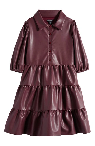 Shop Ava & Yelly Kids' Faux Leather Dress In Brown