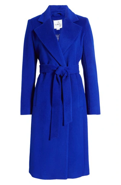 Shop Sam Edelman Belted Wool Blend Coat In Classic Blue