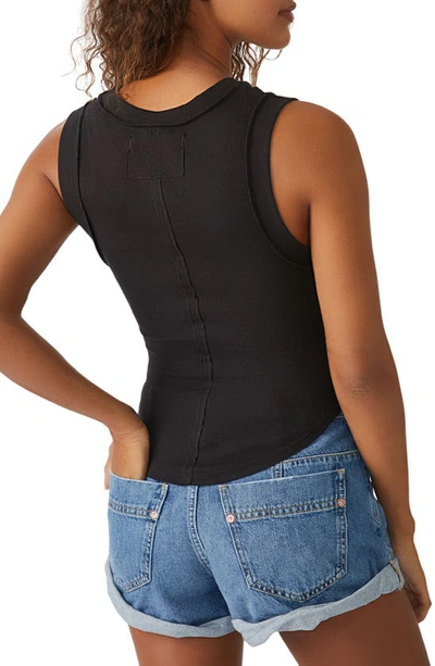 Free People Kate Rib Stretch Cotton Tank In Black