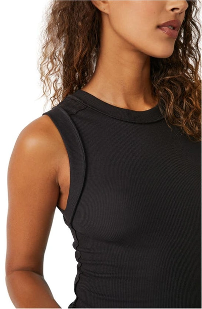 Shop Free People Kate Rib Stretch Cotton Tank In Black