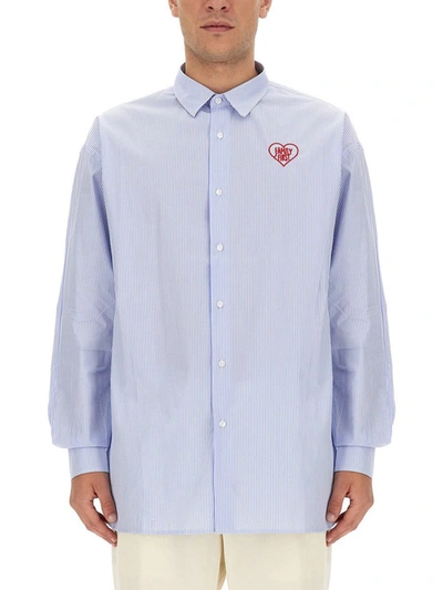 Shop Family First Shirt With Logo In Blue