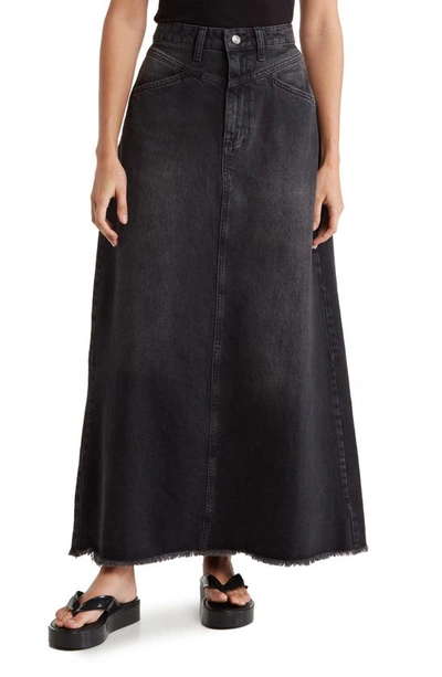 Shop Free People Come As You Are Denim Skirt In Black