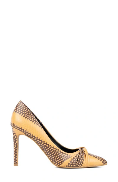 New York And Company Women's Monique- Knotted Pointy High Heels Pumps In Yellow Snake