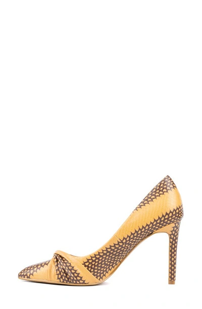 New York And Company Women's Monique- Knotted Pointy High Heels Pumps In Yellow Snake