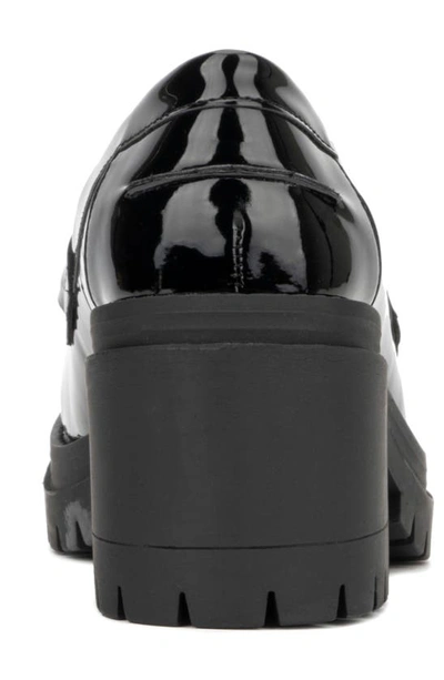 New York And Company Penni Croc Embossed Platform Loafer In Black Patten