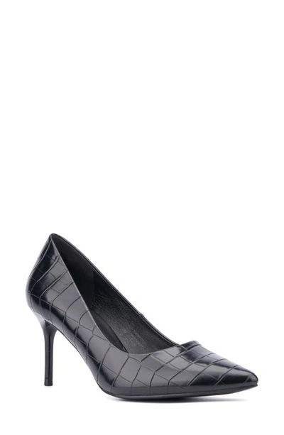New York And Company Belle Reptile Embossed Pump In Black Croc
