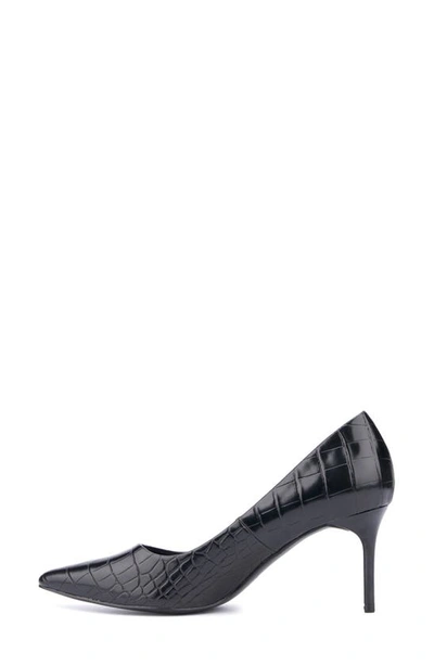 New York And Company Belle Reptile Embossed Pump In Black Croc