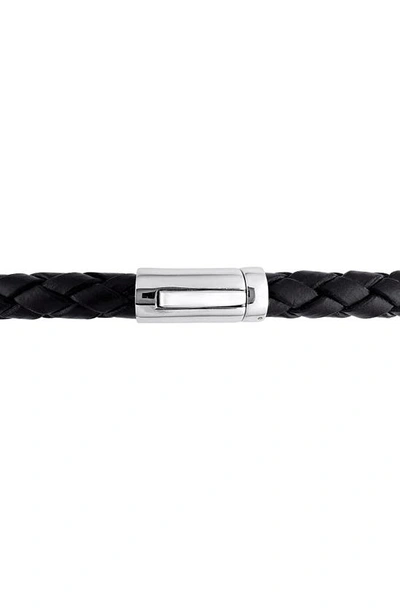 Shop Delmar Black Cultured Freshwater Pearl Diamond Braided Leather Bracelet