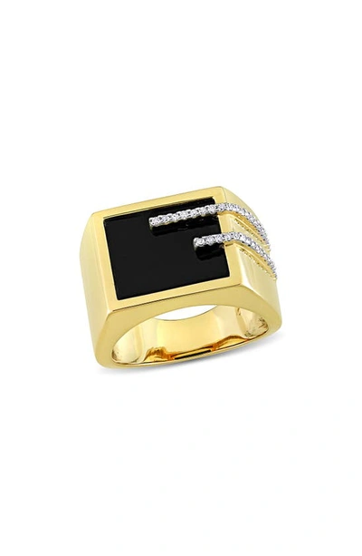 Shop Delmar Square Black Onyx & Diamond Ring