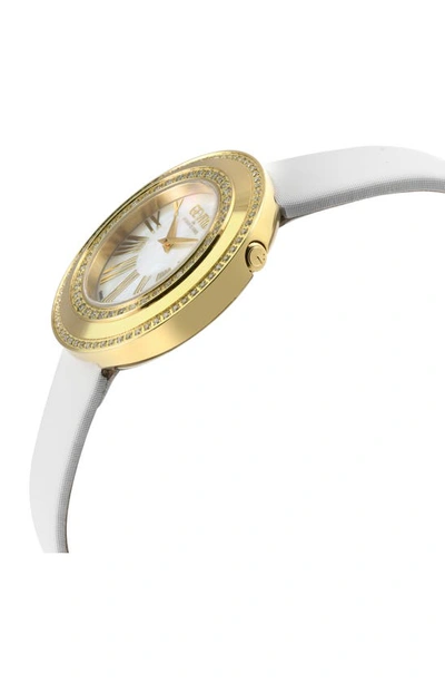Shop Gevril Gandria Mother Of Pearl Dial Diamond Leather Strap Watch, 36mm In White