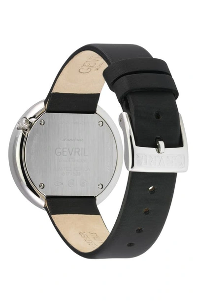 Shop Gevril Gandria Mother Of Pearl Dial Diamond Leather Strap Watch, 36mm In Black