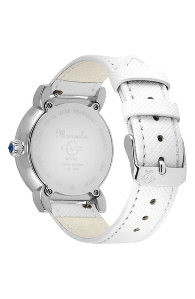 Shop Gv2 Marsala Mother Of Pearl Dial Diamond Faux Leather Strap Watch, 37mm In White