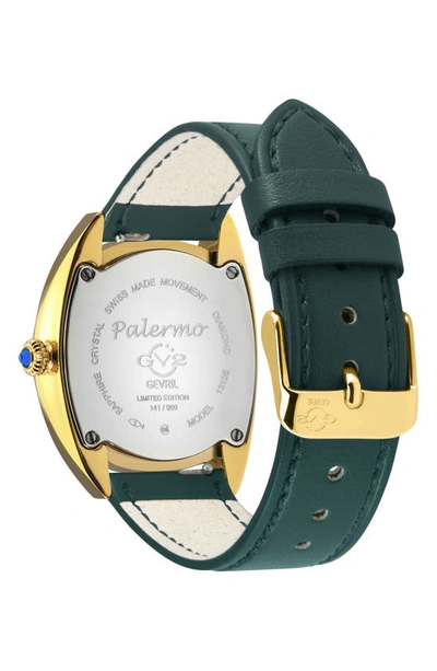 Shop Gv2 Palermo Mother Of Pearl Dial Diamond Faux Leather Strap Watch, 35mm In Green