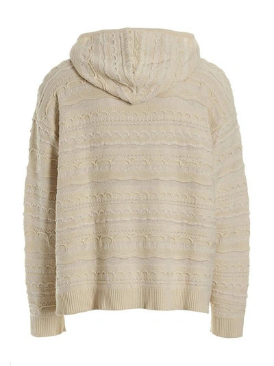 Shop 424 Knit Hooded Cardigan In White