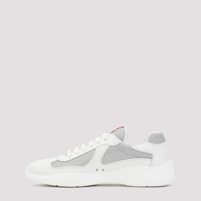 Shop Prada Leather Lace-up Sneakers Shoes In White