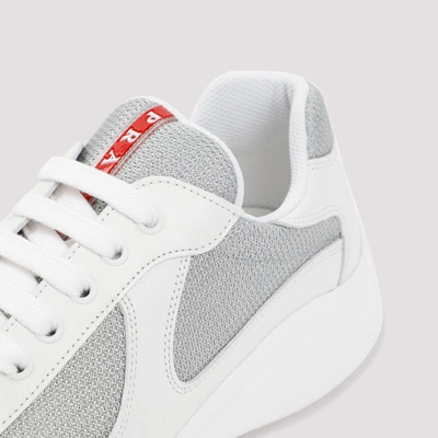 Shop Prada Leather Lace-up Sneakers Shoes In White