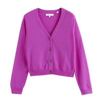 Shop Chinti & Parker Wool-cashmere Cropped Cardigan In Vividviolet
