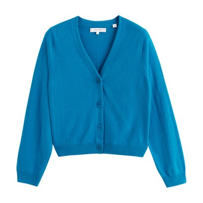 Shop Chinti & Parker Wool-cashmere Cropped Cardigan In Teal