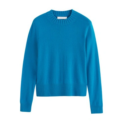 Shop Chinti & Parker Wool-cashmere Cropped Sweater In Teal