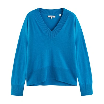 Shop Chinti & Parker Wool-cashmere V-neck Sweater In Teal