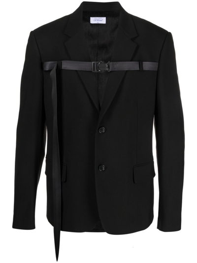 Shop Off-white Buckled Single-breasted Blazer In Schwarz