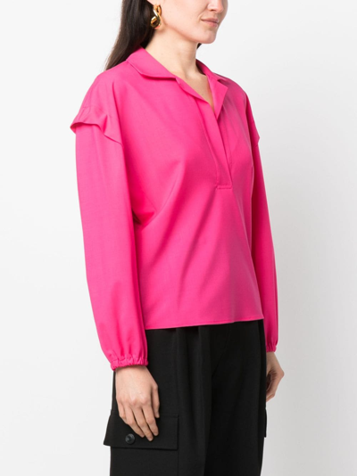 Shop Alysi Notched-collar Drop-shoulder Blouse In Rosa