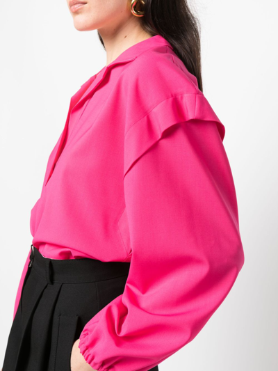 Shop Alysi Notched-collar Drop-shoulder Blouse In Rosa