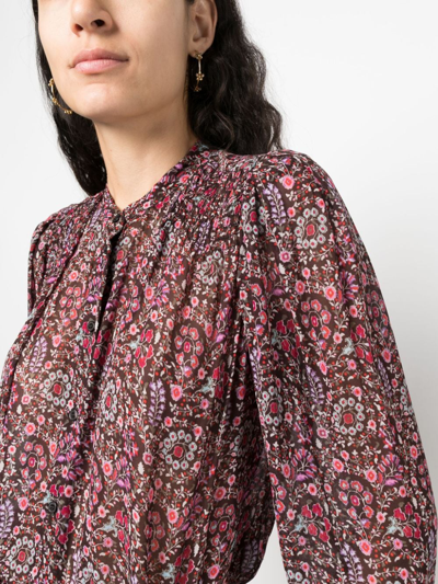 Shop Marant Etoile Maria Floral-pattern Blouse In Braun