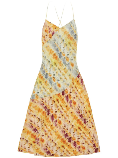 Shop Jason Wu V-neck Slip Printed Dress In Gelb