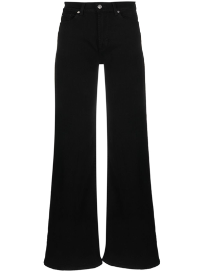 Shop 7 For All Mankind Lotta Soho Night High-rise Flared Jeans In Schwarz
