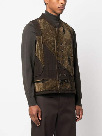 Shop Ziggy Chen Patchwork Double-breasted Waistcoat In Grün