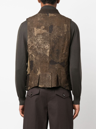 Shop Ziggy Chen Patchwork Double-breasted Waistcoat In Grün