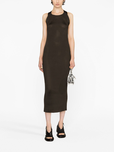 Shop Jil Sander Ribbed-knit Midi Dress In Brown