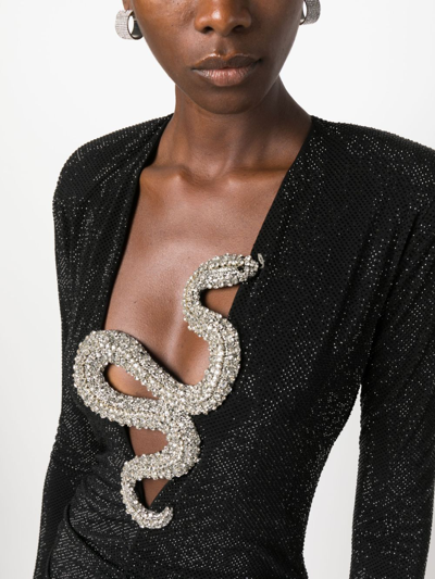 Shop Philipp Plein Crystal-embellished Ruched Minidress In Black