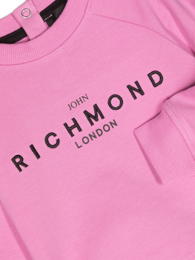 Shop John Richmond Junior Logo-embroidered Cotton Sweatshirt In Rosa