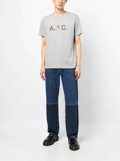 Shop Apc Logo-print Short-sleeve T-shirt In Grau