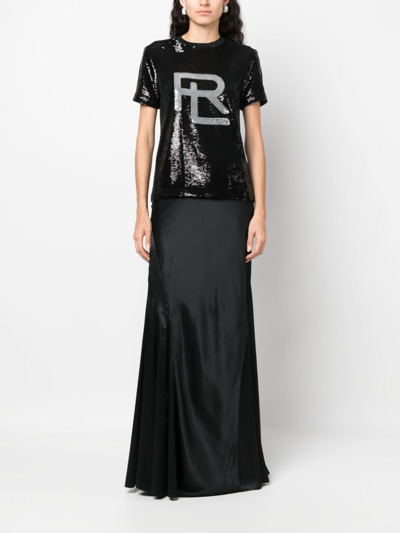 Polo Ralph Lauren Sequin-embellished Logo Crewneck T-shirt In Schwarz