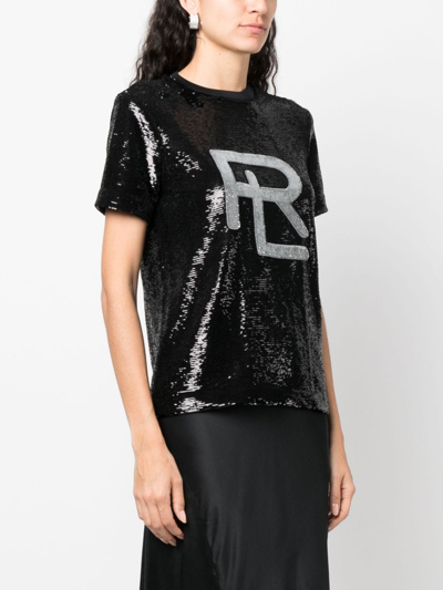 Polo Ralph Lauren Sequin-embellished Logo Crewneck T-shirt In Schwarz