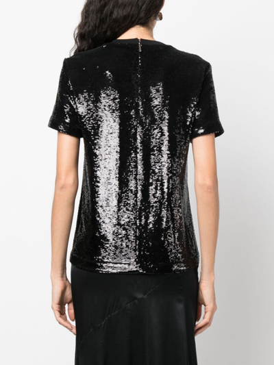 Polo Ralph Lauren Sequin-embellished Logo Crewneck T-shirt In Schwarz