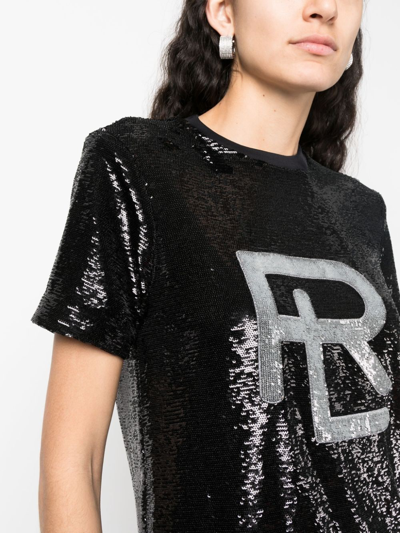 Polo Ralph Lauren Sequin-embellished Logo Crewneck T-shirt In Schwarz