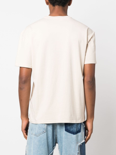 Shop Jw Anderson Logo-embossed Crew-neck T-shirt In Nude