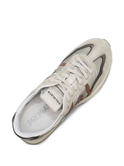 Shop Premiata Cassie Panelled Leather Sneakers In Nude