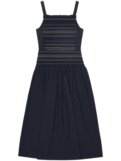Shop Jason Wu Smocking-details Pleated Midi Dress In Blau