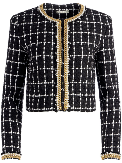 Shop Alice And Olivia Sabina Quilted Tweed Jacket In Schwarz