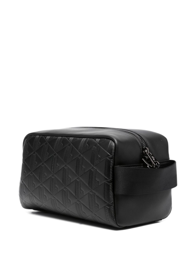 Shop Lacoste Monogram-debossed Leather Crossbody Bag In Schwarz